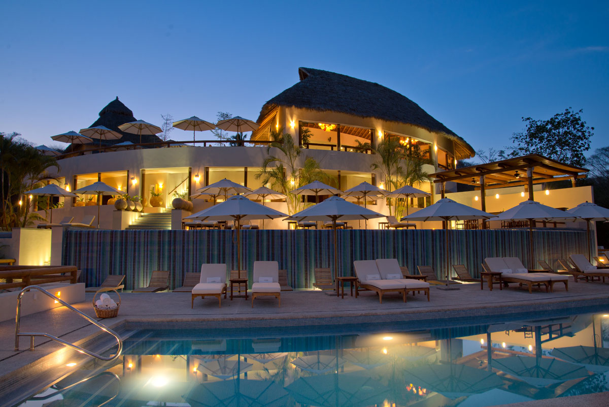 The resort after sunset